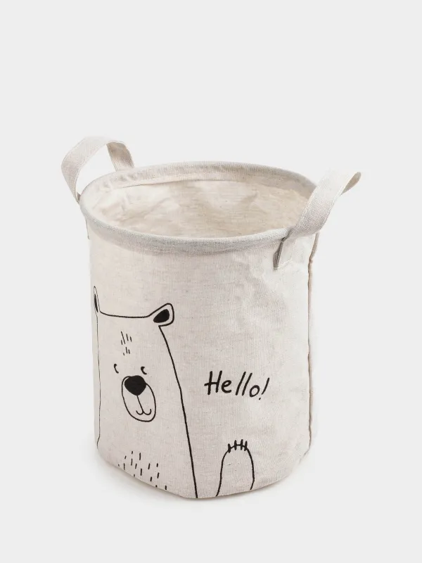 Сақтау сөмкесі, 22х25 см, тұтқалары бар, мақта/полиэстер, дөңгелек, сүт түстес, Аю, Funny world, image-3