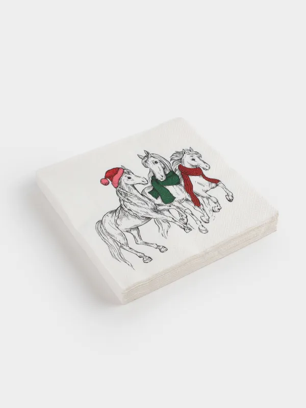 Салфетки бумажные, 33х33 см, 20 шт, Horse trio, image-1