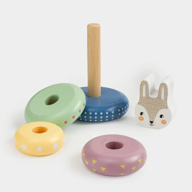 Дамытушы ойыншық, 14 см, ағаш, Қоян пирамидасы, Kiddy, image-3