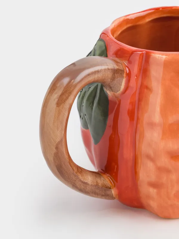 Кружка, 510 мл, керамика, оранжевая, Тыква с листом, Forest symphony, image-3