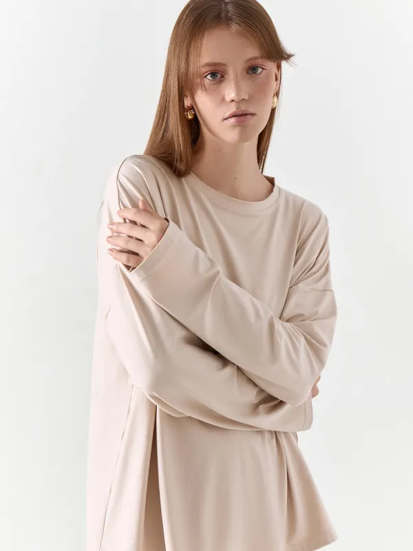 Әйелдерге арналған лонгслив, үйге арналған, өлшемі M, полиэстер/эластан, құм, Vitalina, image-0