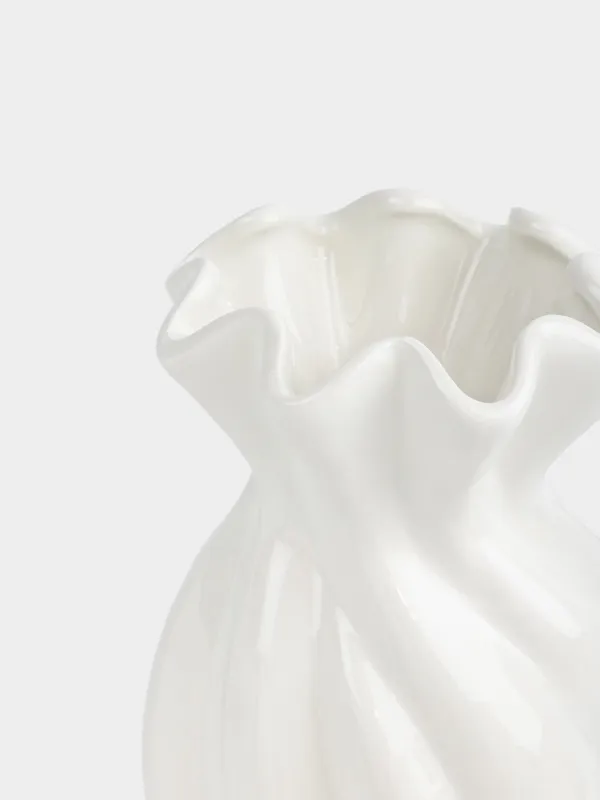 Ваза для цветов, 29 см, керамика, белая, Конфета, Crumple, image-1