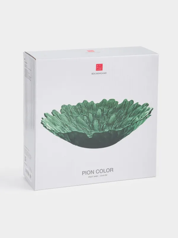 Ваза для фруктов, 23х6 см, стекло Р, зеленая, Pion color, image-4