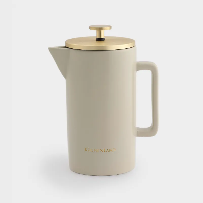 Френч-пресс, 700 мл, керамика/сталь, бежево-золотистый, Latte