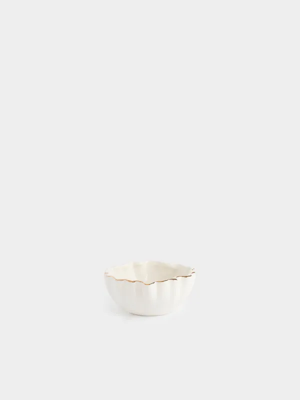 Кесе, 12х5 см, фарфор P, алтын жиектері бар, Мыжылған әсер, Crumple gold, image-0