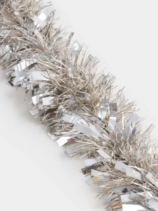 Гирлянда декоративная, 2 м, мишура, серебристая, L, Tinsel christmas, image-1