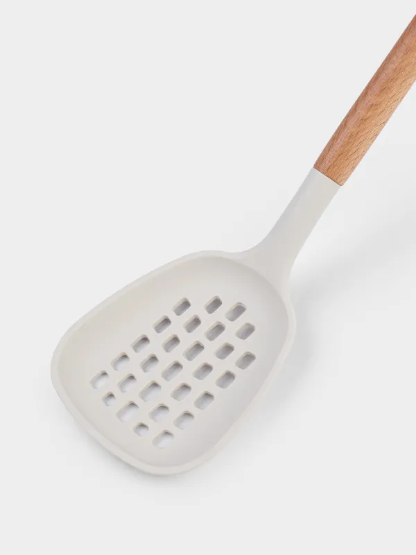 Шумовка, 34 см, силикон/дерево, молочная, Somerset, image-3