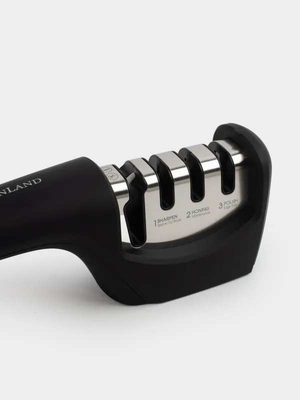 Точило для ножей и ножниц, 21 см, 3 этапа/4 вида заточки, пластик/керамика, черное, Liberica, image-2