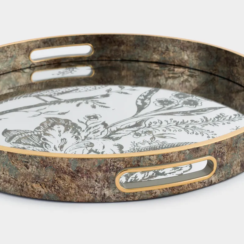 Поднос, 36 см, пластик/стекло, круглый, зеркальный, Птица, Bluebird, image-1