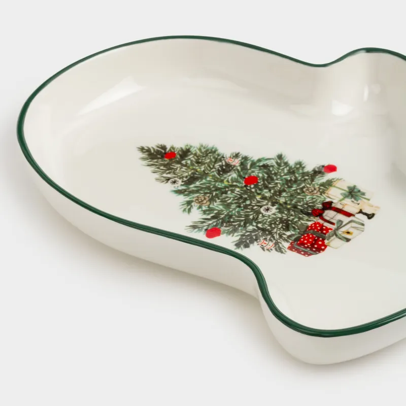 Блюдо, 25х21 см, керамика D, Ель с подарками, Сhristmas green, image-3