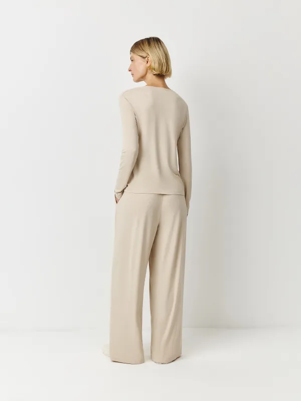 Әйелдер шалбары, үйге арналған, өлшемі L, кең, бамбук/спандекс, құмды, Zerita, image-4