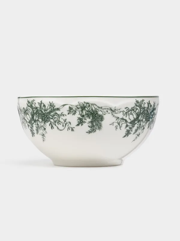 Кесе, 14х7 см, 2 дана, фарфор N, ақ-жасыл, Қысқы гүл шоғы, Winter lace, image-2