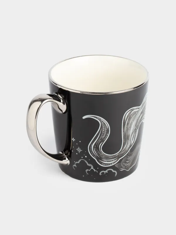 Кружка, 500 мл, фарфор N, черно-серебристая, Лошадь, Horse silver, image-1