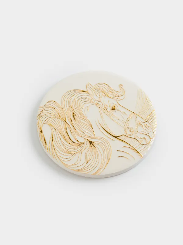 Подставка под кружку, Золотистая лошадь, Horse gold, image-1