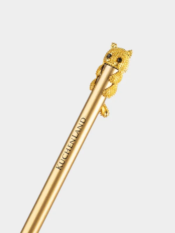 Карандаш, 18 см, чернографитный, с фигуркой, золотистый, Кот, Draw, image-2