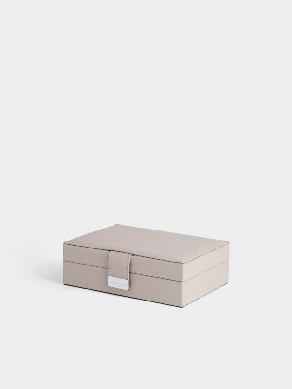 Шкатулка для украшений, 20х15 см, с зеркалом, дерево/искусственная кожа, серая, Premiere one, image-0