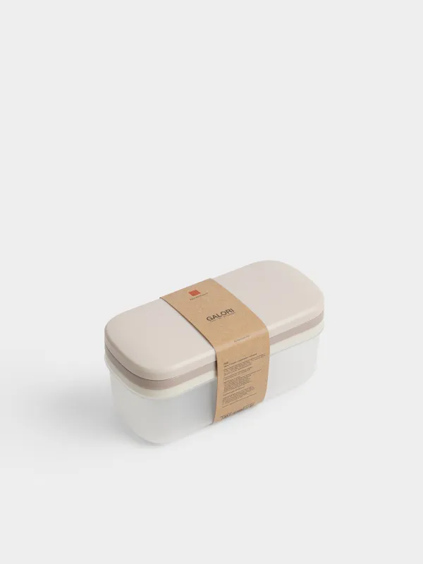 Үккіш, 19х8 см, 2 саптама, контейнері бар, қақпағы бар, пластик/болат, сарғылт-қоңыр микс, Galori, image-4