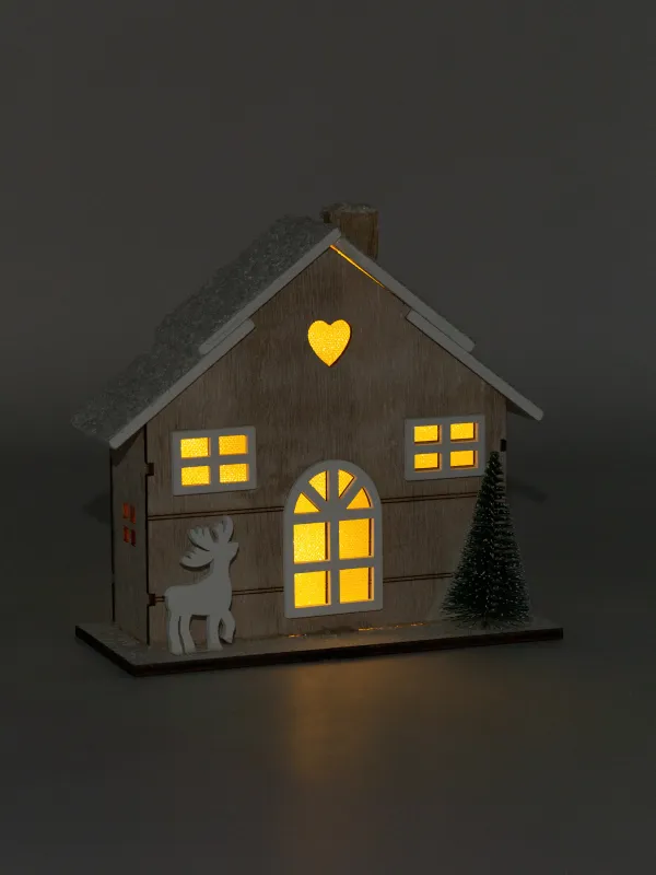Статуэтка с подсветкой, 19х18 см, Домик с оленем, Figure wood, image-5