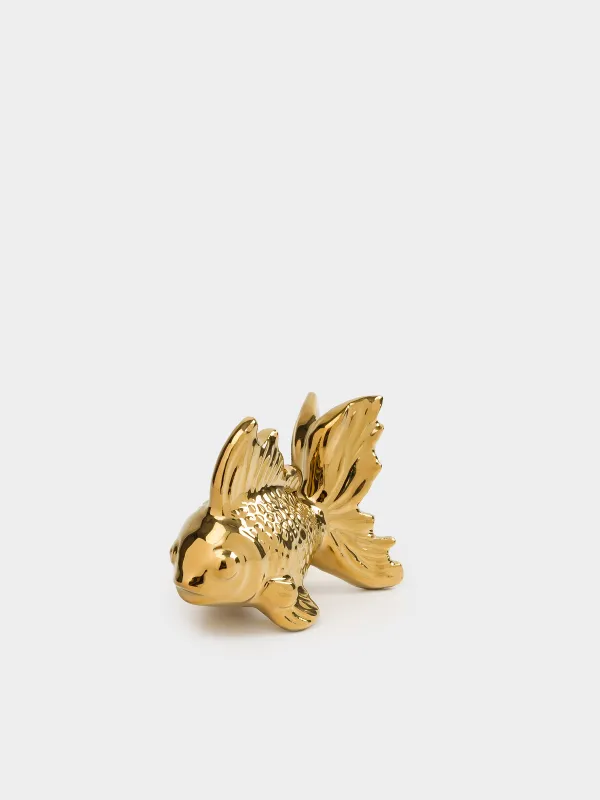 Мүсінше, 7 см, керамика, алтын, Балық, Goldfish, image-0