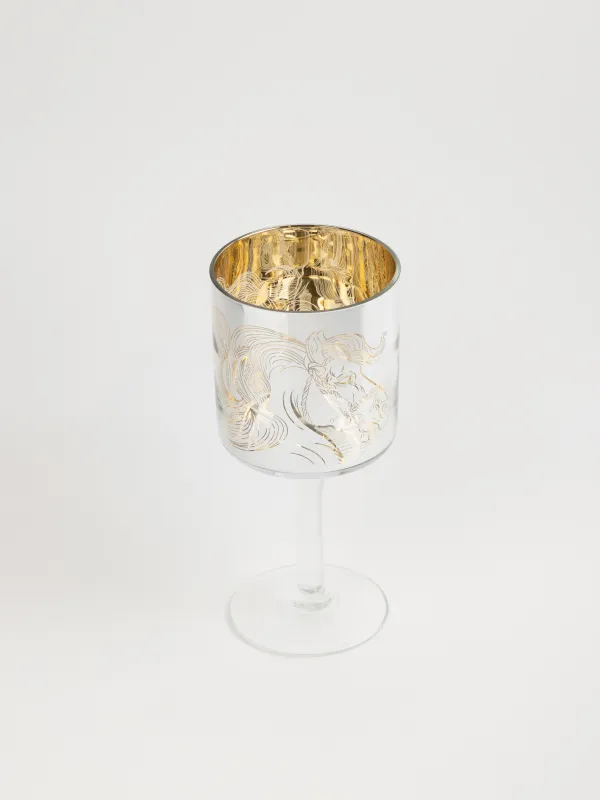 Подсвечник, 20 см, для чайной свечи, на ножке, стекло, золотистый, Лошадь, Horse gold, image-2