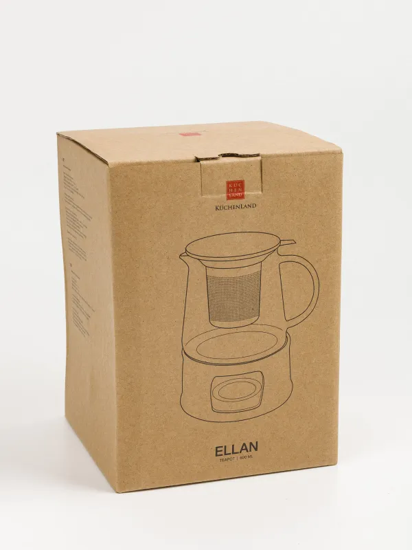 Шәйнек, 600 мл, қыздырылмалы, шыны Б/фарфор Р, сүт түстес-алтын, Ellan, image-7