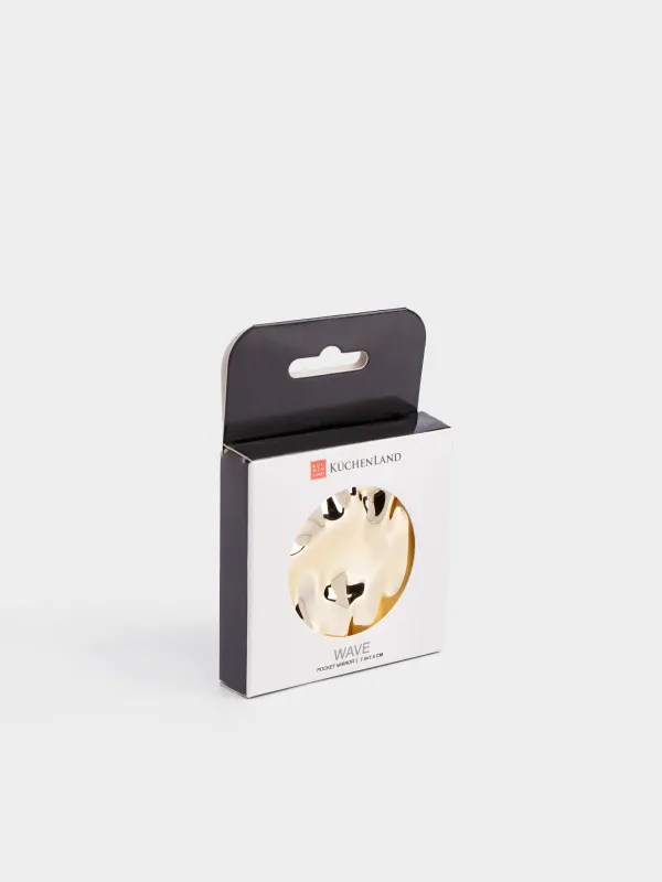 Зеркало карманное, 8x8 см, двустороннее, сталь, золотистое, Волны, Wave, image-4