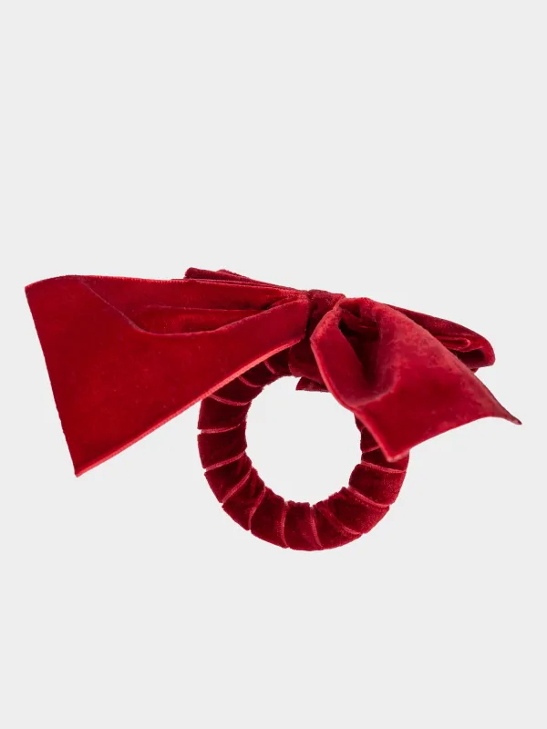 Майлық сақинасы, 5 см, полиэстер, қызыл, Бант, Bow velvet, image-1