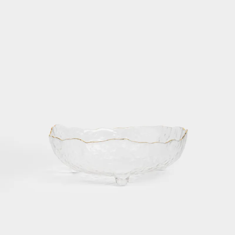 Салат ыдысы, 21х10 см, 1,3 л, аяқты, шыны, алтын жиектері бар, Nautilus gold, image-1