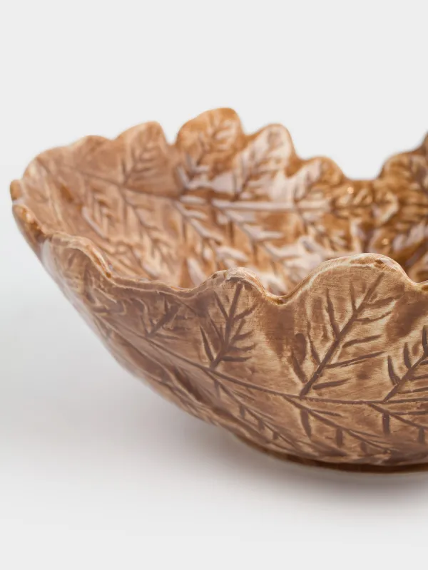 Ваза для фруктов, 26х9 см, керамика, коричневая, Листья, Colors autumn, image-2