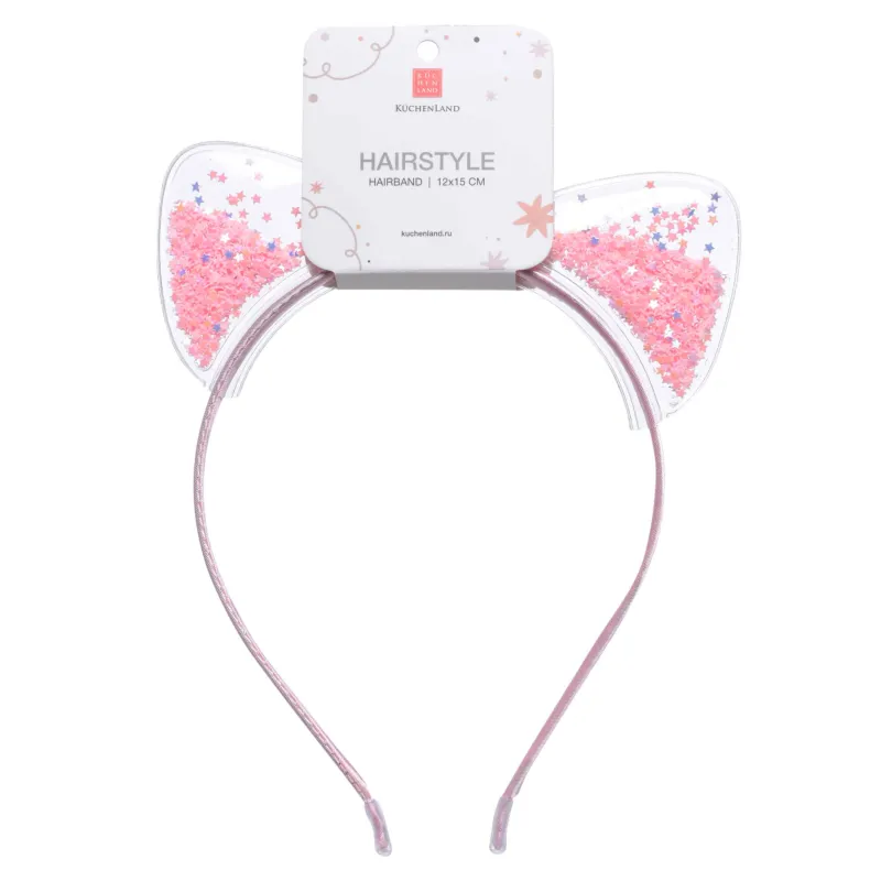 Шаш жиегі, 12х15 см, балаларға арналған, пластик / акрил, қызғылт, құлақ, Hairstyle, image-2