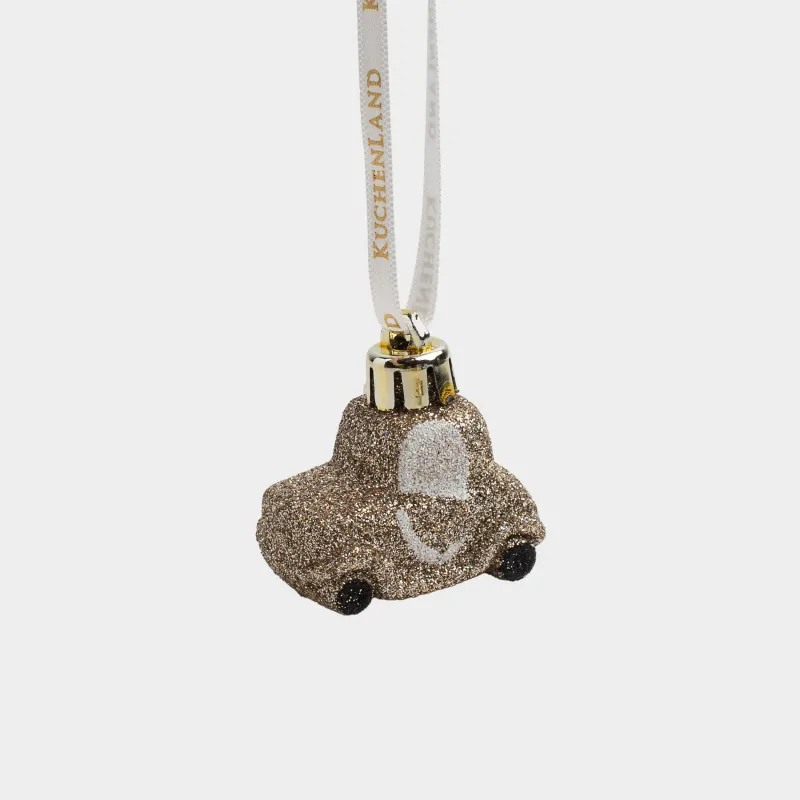 Шырша ойыншығы, 4 см, пластик, жылтырақтары бар, шампан, Машина, Figure christmas