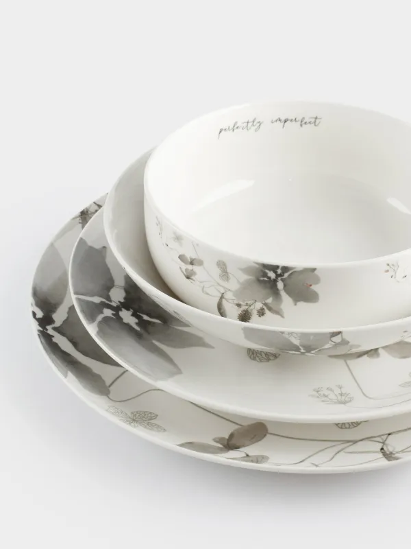 Ас сервизі, 6 адам, 19 зат, фарфор N, Сұр гүлдер, Watercolor, image-8