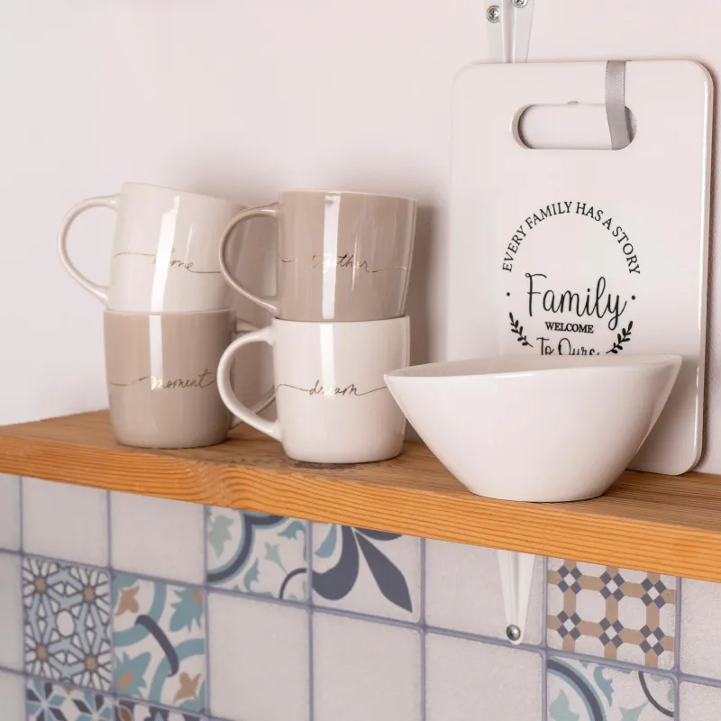 Кружка, 330 мл, 4 шт, фарфор N, бежевая/серая, Микс, Scroll, image-12