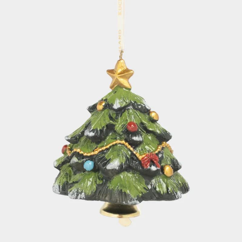 Шырша ойыншығы, 8 см, полирезин, жасыл, Қоңырауы бар шырша, Figure christmas