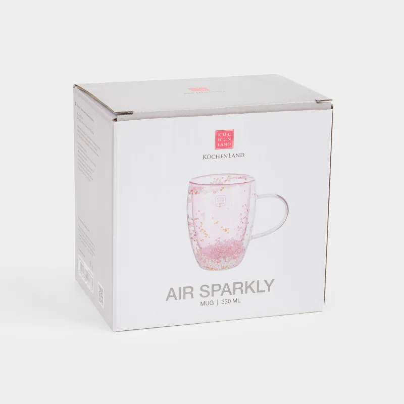 Кружка, 330 мл, шарлармен, Шыны B, қызғылт, Жұлдыздар, Air sparkly, image-4