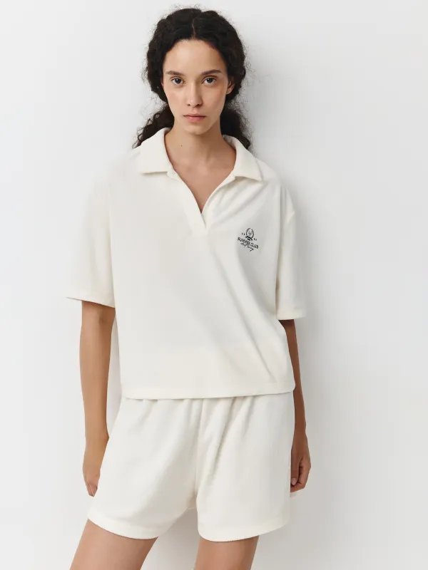 Әйелдер шорттары, үйге арналған, өлшемі S, мақта/полиэстер К, сүт түстес, Pegina, image-0