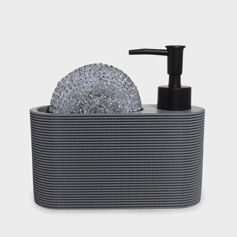 Жуғыш зат диспенсері, 250 мл, органайзер, ысқышы бар, полирезин/пластик, сұр, Grey steel