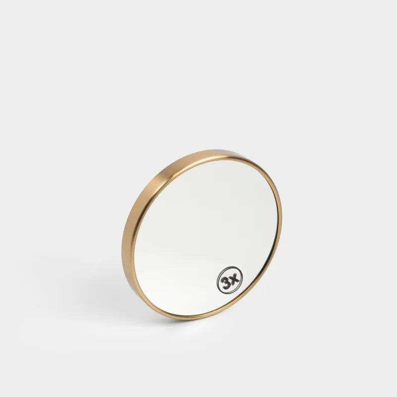 Зеркало подвесное, 15/14 см, увеличительное, на присосках, металл, круглое, золотистое, Freya