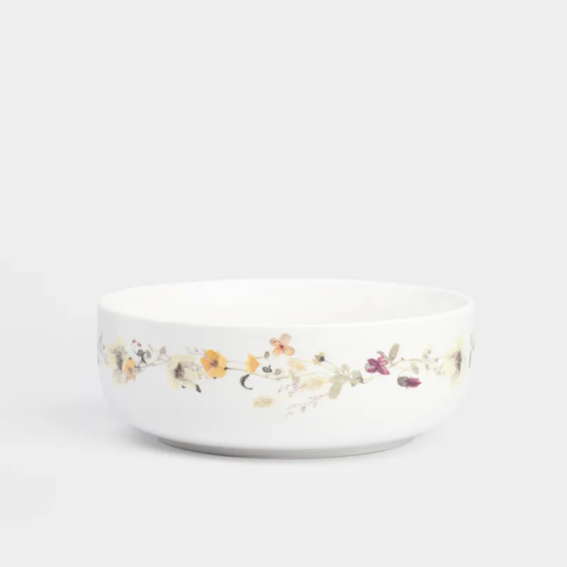 Салат ыдысы, 16х6 см, 700 мл, фарфор N, ақ, Сары гүлдер, Floweri