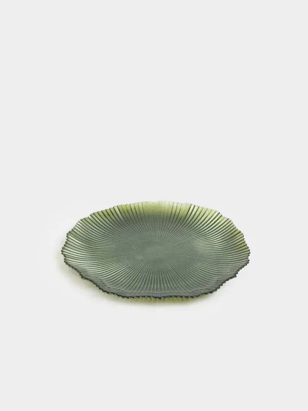 Тарелка обеденная, 28 см, стекло Р, зеленая, Ribby color, image-1
