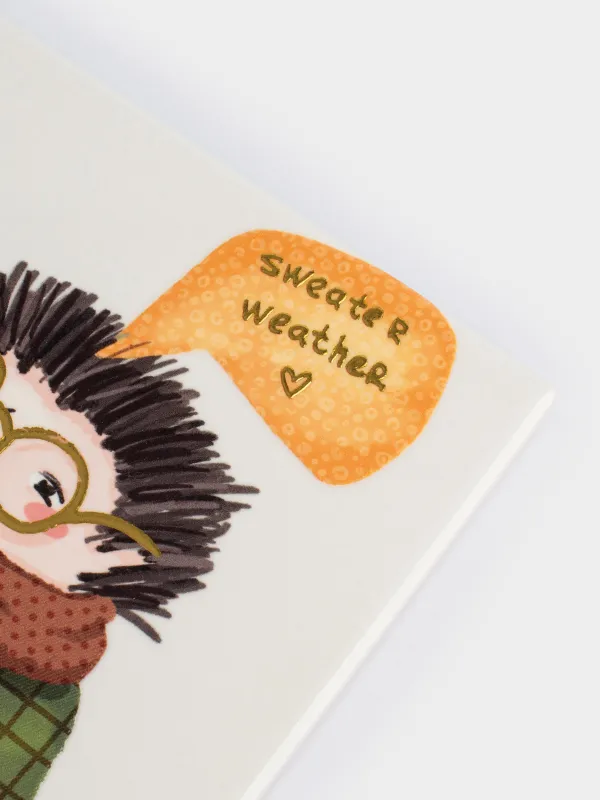 Саптыаяқ тұғыры, 11х11 см, шаршы, керамика/тығын, ақ, Көзілдірігі бар кірпі, Forest animals, image-2