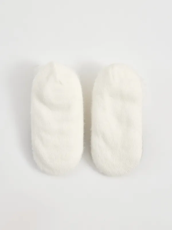 Балалар шұлықтары, үйге арналған, өлшемі 30-32, помпоны бар, акрил/шерпа, сүт түстес, Кірпі, Funny warm, image-2