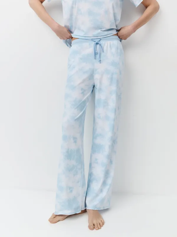 Әйелдер шалбары, үйге арналған, өлшемі L, мақта/эластан, көгілдір, Jocelyn, image-1