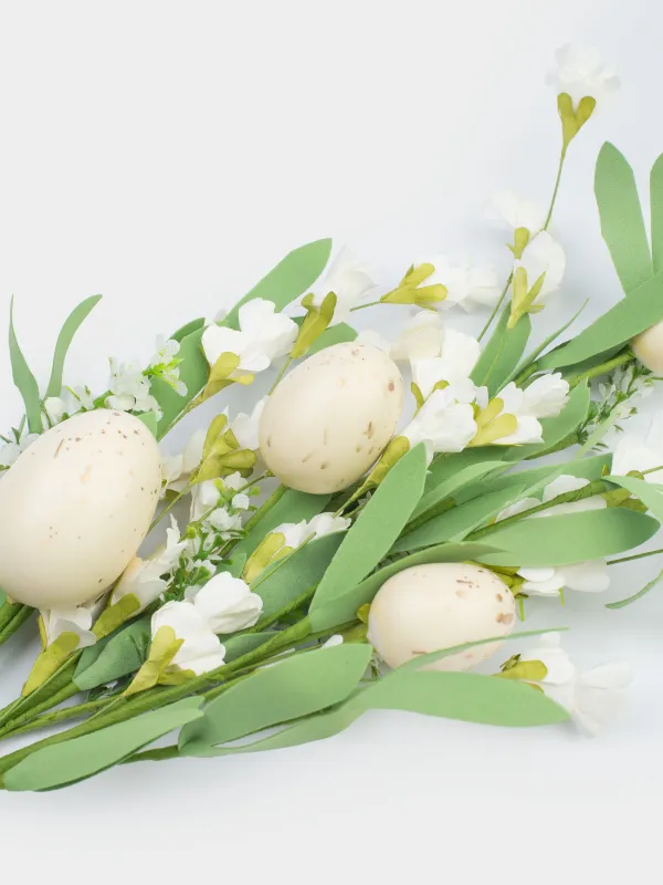 Ветка декоративная, 53 см, Желтые яйца и цветы, Natural Easter decor, image-1