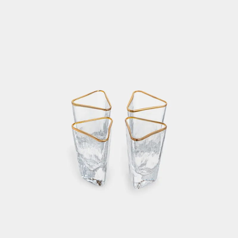 Арақ рөмкелері, 40 мл, 4 дана, шыны, алтын жиек, Triangle Gold