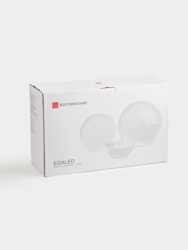 Сервиз обеденный, 6 перс, 18 пр, фарфор P, белый, Мятый эффект, Egaleo, image-6