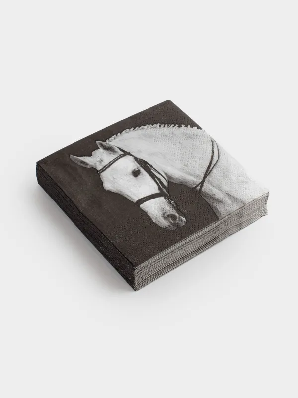 Қағаз майлықтар, 21х21 см, 20 дана, төртбұрышты, қара, Алтын жылқы, Horse sketch, image-1