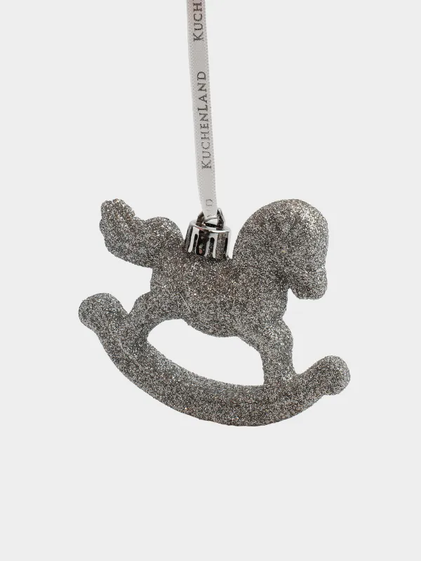 Шырша ойыншығы, 8 см, пластик, жылтыр, күміс, Тербелетін ат, Figure sparkle, image-1