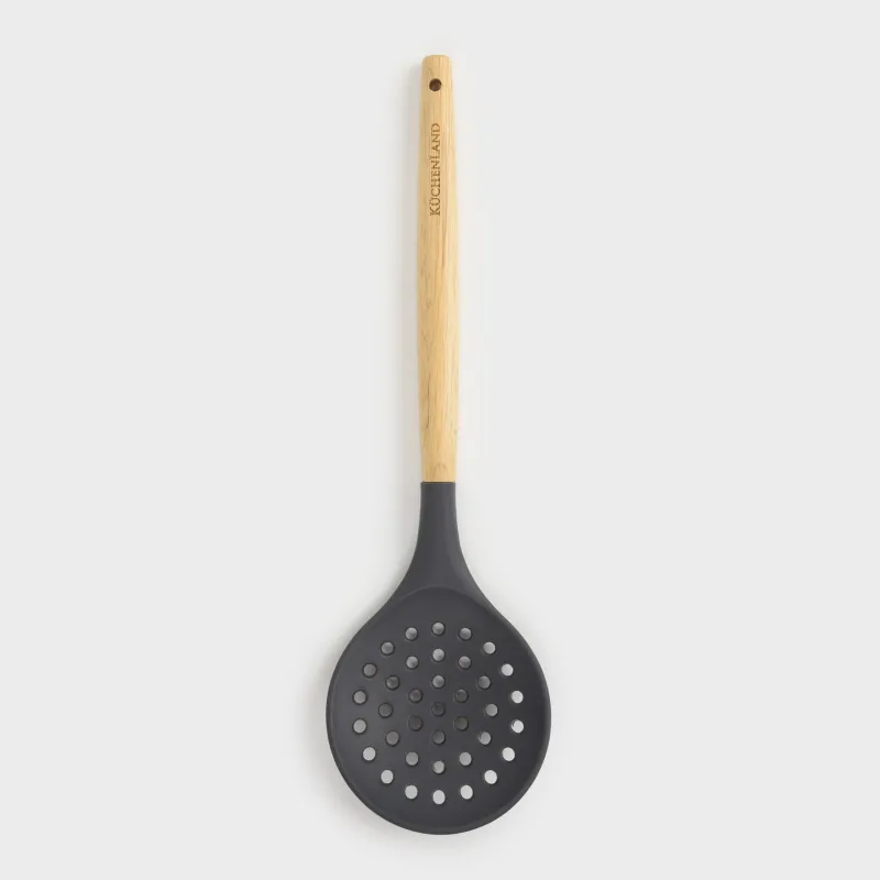 Шумовка, 32 см, силикон/дерево, серая, Weekend