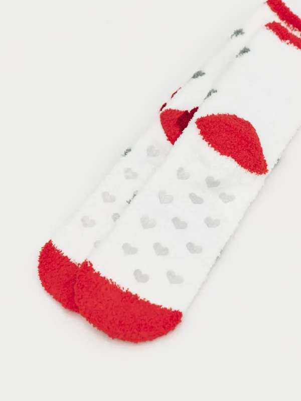 Носки женские, домашние, в коробке, полиэстер, молочные, Змея в наушниках, Merry, image-2